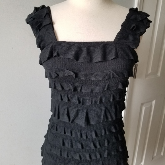 Tt Collection Black Ruffle Detail Knit Dress 3 - Picture 3 of 10